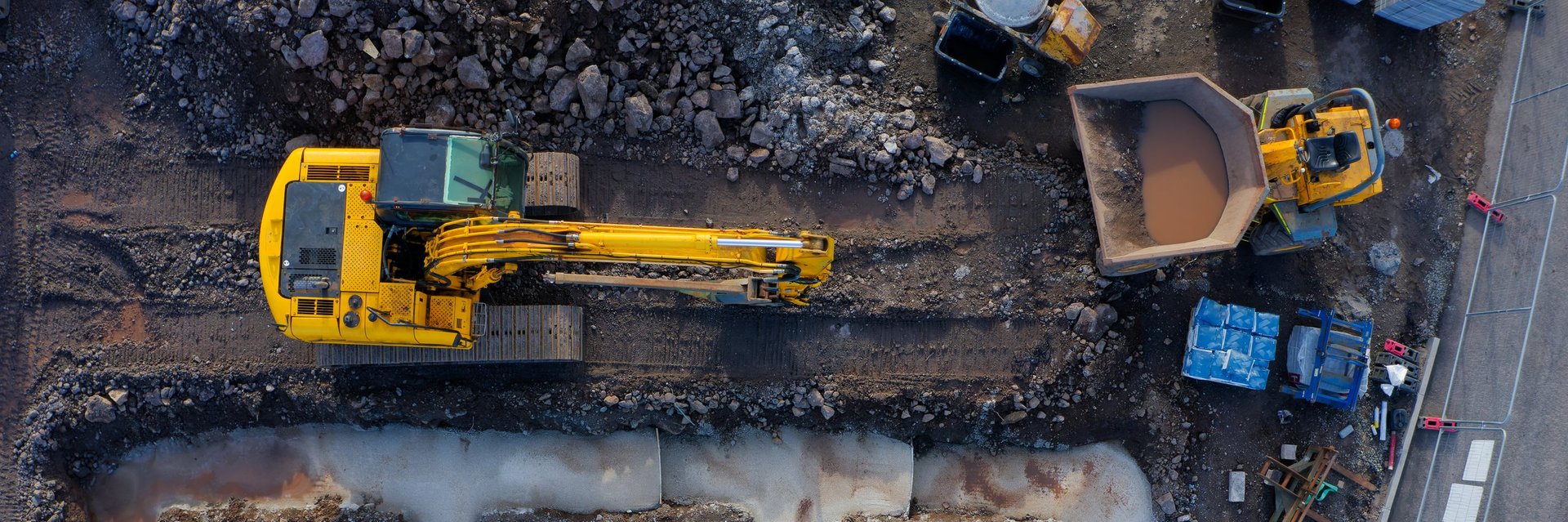 Construction building site aerial view